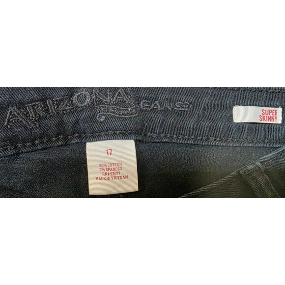 Arizona Jeans Womens Sz 17 Black Mid Rise Super Skinny Stretch Denim Jeans 36x30 - Picture 10 of 10